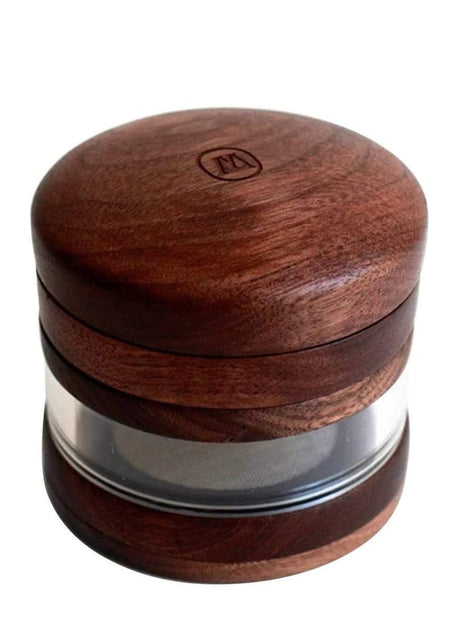 Marley Natural Large Wooden Grinder Jar with clear borosilicate glass and heavy wall side view