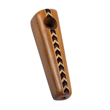 Marquee Inlaid Wood Pipe - Front View on White Background - Compact and Portable