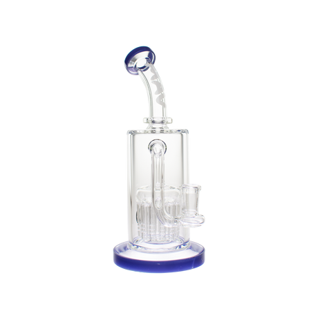 MAV Glass 12 Arms Sycamore Tree Perc Bong in Deep Blue with Clear Borosilicate Glass, Front View