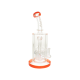 MAV Glass 12 Arms Sycamore Tree Perc 2.0 Bong in Orange, Front View on White Background