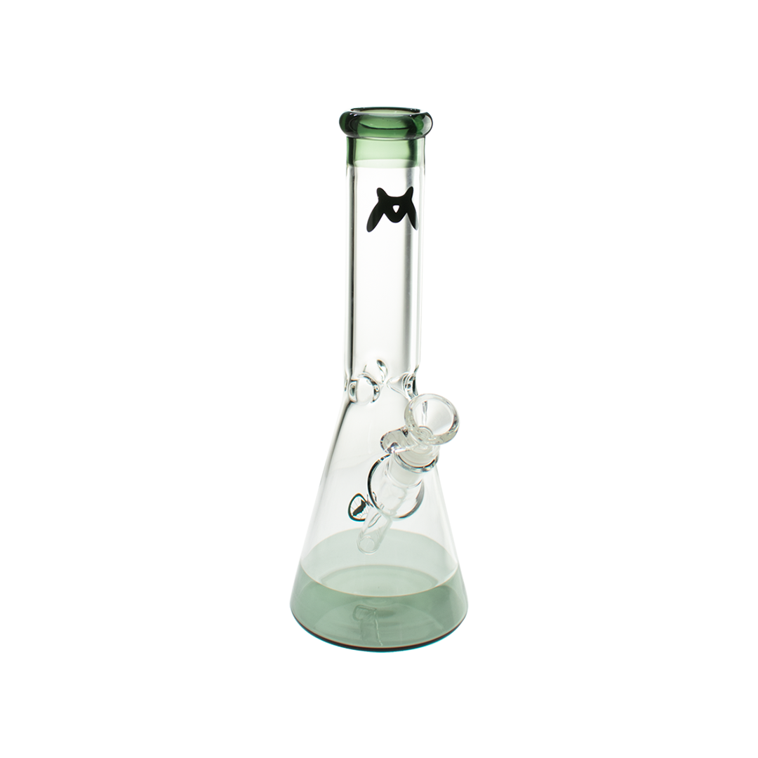 MAV Glass 12" Accent Color Beaker Bong in Black with Clear Glass Downstem, Front View