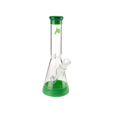 MAV Glass 12" Beaker Bong with Forest Green Accents and 5mm Thickness, Front View