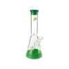 MAV Glass 12" Beaker Bong with Forest Green Accents and 5mm Thickness, Front View