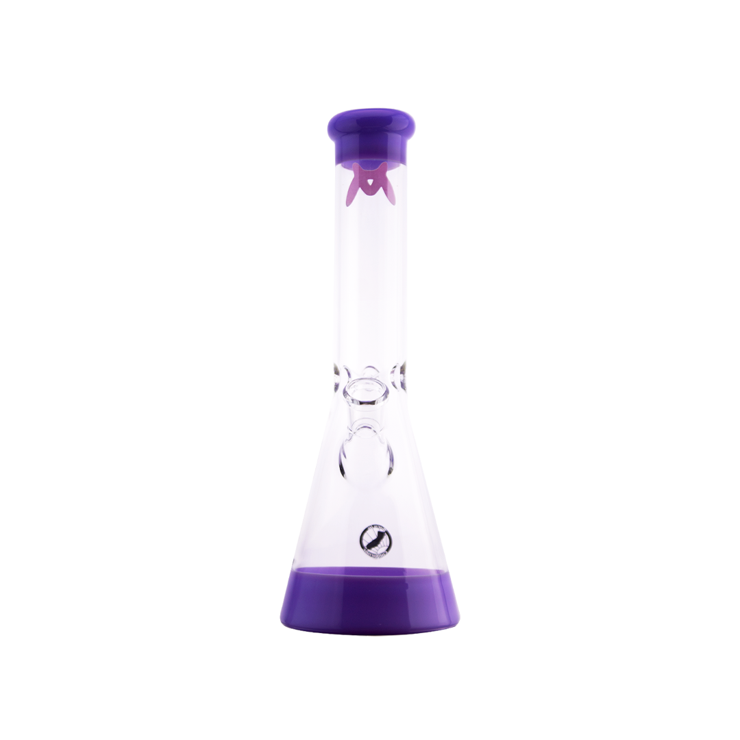 MAV Glass 12" Accent Color Beaker Bong in Purple with Clear Glass and 5mm Thickness