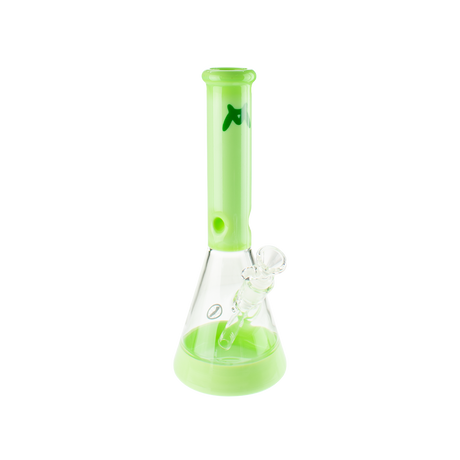 MAV Glass 12" Full Color Beaker Bong in Slime Green with 5mm Thickness and 14mm Bowl - Front View