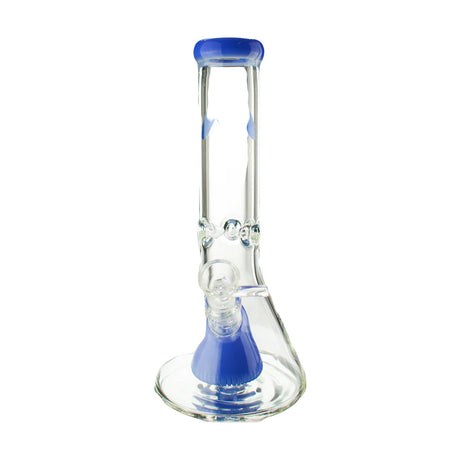 MAV Glass 12" X 7mm Lavender Slitted Pyramid Beaker Bong with thick base, front view