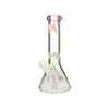 MAV Glass 12" Pink Slitted Pyramid Beaker Bong, 7mm thick with deep bowl, front view