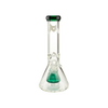 MAV Glass 12" Teal Slitted Pyramid Beaker Bong with Thick 7mm Glass - Front View