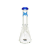 MAV Glass 12" Classic Beaker Bong with Blue Accents and 9mm Thick Glass, Front View