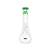 MAV Glass 12" Classic Beaker Bong with 9mm thickness and forest green color accent, front view on white background