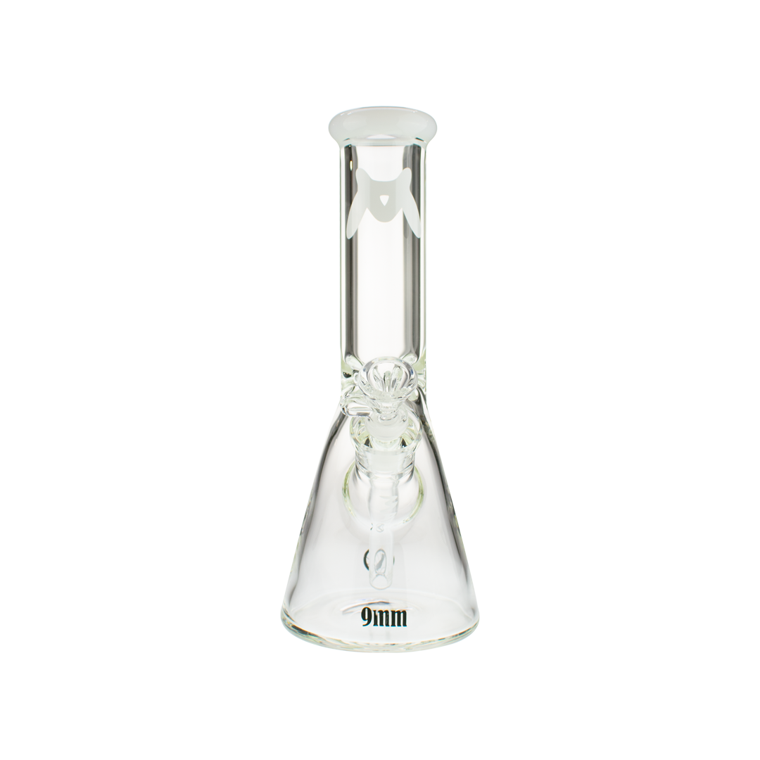 MAV Glass 12" Classic Beaker Bong with White Color Accent and Heavy Wall Design