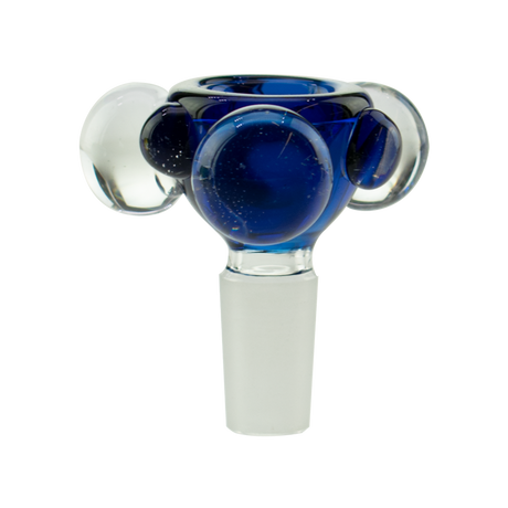 MAV Glass 14mm Bubbles Bowl in Blue for Bongs, Front View on Seamless White Background