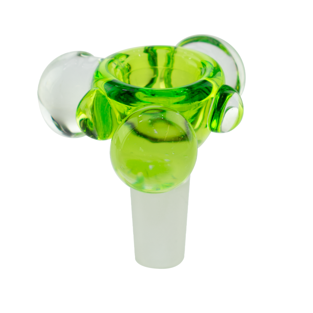 MAV Glass 14mm Bubbles Bowl in Slyme Green, Top View, for Bongs and Dab Rigs