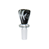 MAV Glass 14mm Ring Worked Wig Wag Bowl in Black, Front View on Seamless White Background