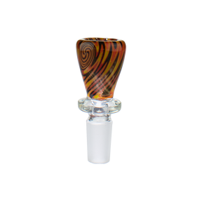 MAV Glass 14mm Fire Ring Worked Wig Wag Bowl, intricate design, front view on white background