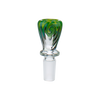 MAV Glass 14mm Ring Worked Wig Wag Bowl in Green, Front View on White Background