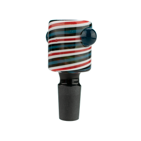 MAV Glass 14mm Swirly Candy Cane Bowl front view on white background, featuring colorful stripes and deep bowl design.