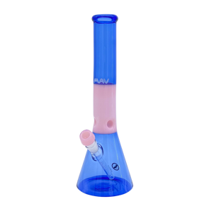 MAV Glass 15" Beaker Bong in Pink & Blue Cotton Candy Design with Clear Downstem