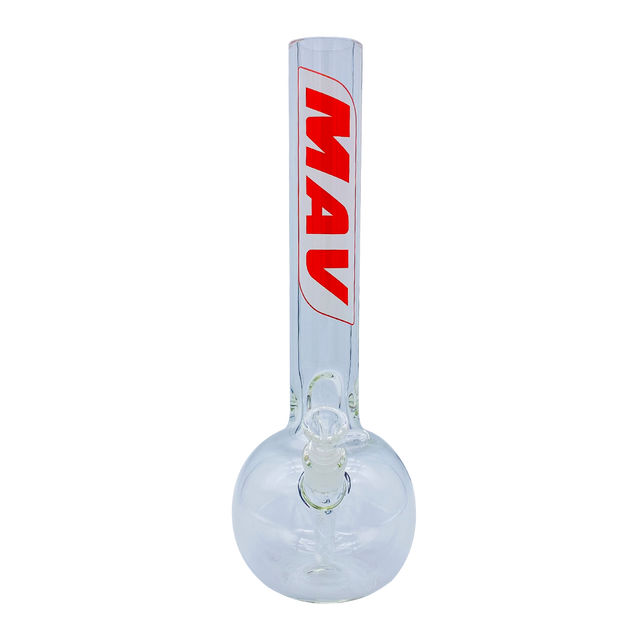 MAV Glass 16" Old School Bubble Bottom Bong with Retro Logo, Front View on White Background