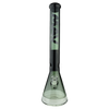 MAV Glass 18" 2 Tone Zebra Beaker Bong in Black and Smoke, Front View on White Background