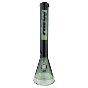 MAV Glass 18" 2 Tone Zebra Beaker Bong in Black and Smoke, Front View on White Background
