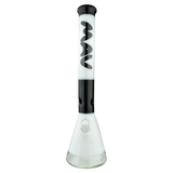 MAV Glass 18" 2 Tone Zebra Beaker Bong with Clear Down Stem - Front View