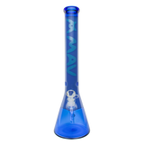 MAV Glass 18" Color Float Beaker Bong in Blue, Front View on Seamless White Background