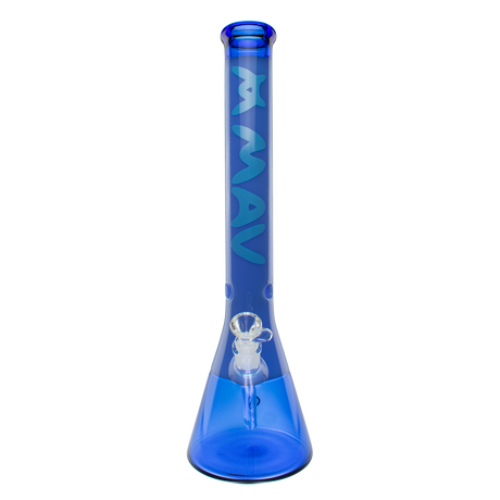 MAV Glass 18" Color Float Beaker Bong in Blue, Front View on Seamless White Background