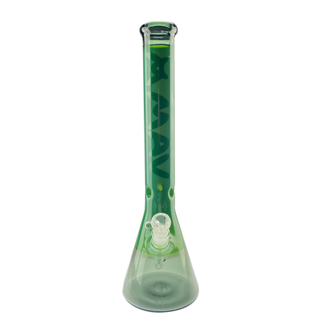 MAV Glass 18" Color Float Beaker Bong in Forest Green with Clear Downstem, Front View