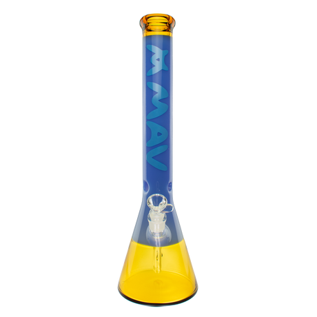 MAV Glass 18" Color Float Beaker Bong in Gold and Lavender, Front View with Clear Down Stem