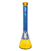 MAV Glass 18" Color Float Beaker Bong in Gold and Lavender, Front View with Clear Down Stem