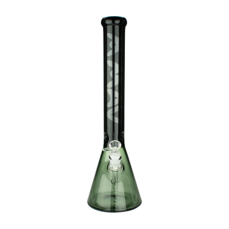 MAV Glass 18" Black Color Float Sleeve Beaker Bong, 50mm diameter, front view on seamless white background