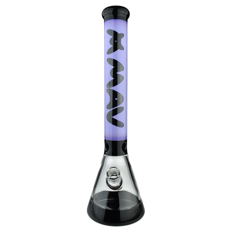 MAV Glass 18" Hermosa Beaker Bong in Black and Purple, Front View with Clear Glass Base