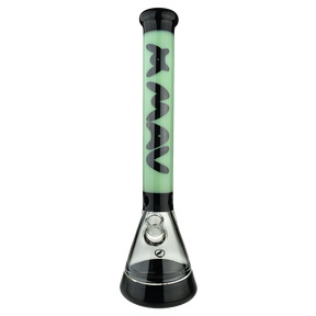 MAV Glass 18" Hermosa Beaker Bong in Black and Seafoam, Front View on Seamless White Background