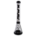 MAV Glass 18" Hermosa Beaker Bong in Black and White, Front View with Clear Glass