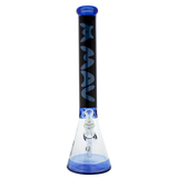 MAV Glass 18" Hermosa Beaker Bong in Ink Blue with clear downstem, front view on white background