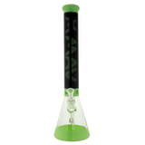 MAV Glass 18" Hermosa Beaker Bong in Slime and Black variant, front view on white background