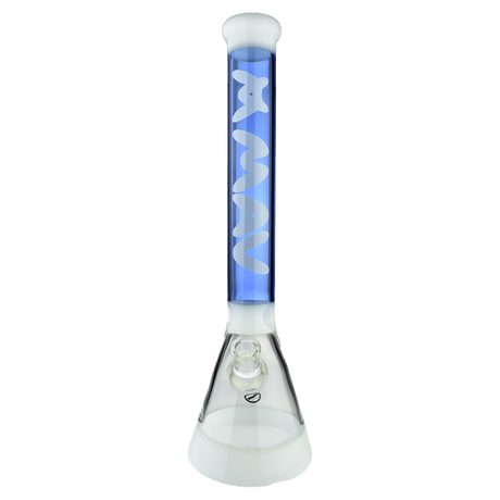 MAV Glass 18" Hermosa Beaker Bong in White and Ink Blue with Clear Downstem - Front View