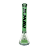 MAV Glass 18" Manhattan Pyramid Beaker in Black and Seafoam, Front View on White Background