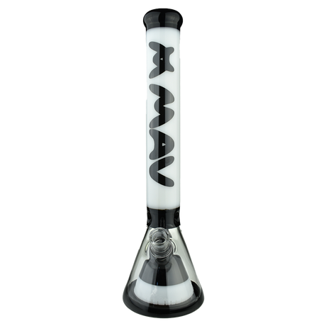 MAV Glass 18" Manhattan Pyramid Beaker in Black and White, Front View, 50mm Diameter
