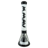 MAV Glass 18" Manhattan Pyramid Beaker in Black and White, Front View, 50mm Diameter