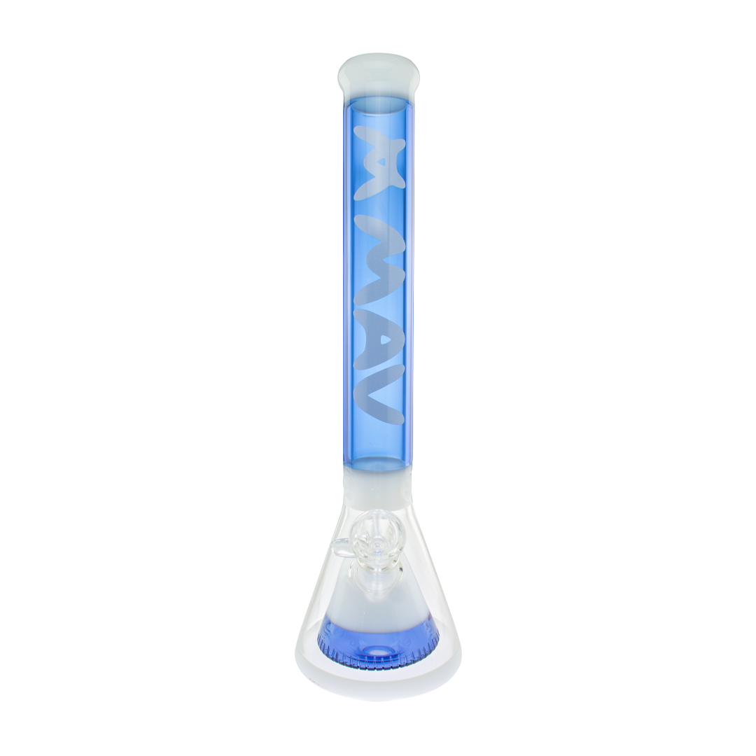 MAV Glass 18" Manhattan Pyramid Beaker in Blue, Front View on White Background