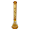 MAV Glass 18" Manhattan Pyramid Beaker in Gold Variant, Front View, 50mm Diameter
