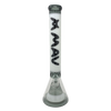 MAV Glass 18" Manhattan Pyramid Beaker in White and Transparent Black, Front View, 50mm Diameter