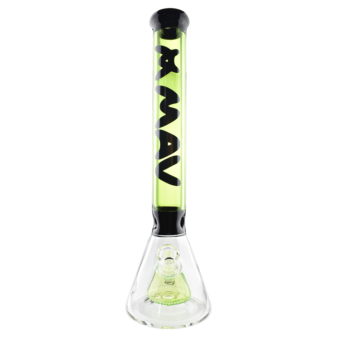 MAV Glass 18" Redondo Pyramid Beaker Bong in Ooze Color, Front View on White Background