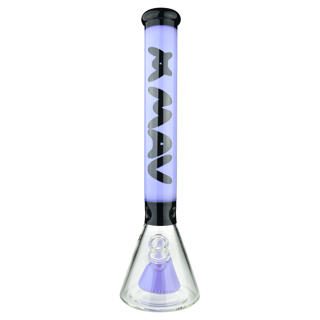 MAV Glass 18" Redondo Pyramid Beaker Bong in Black and Purple - Front View