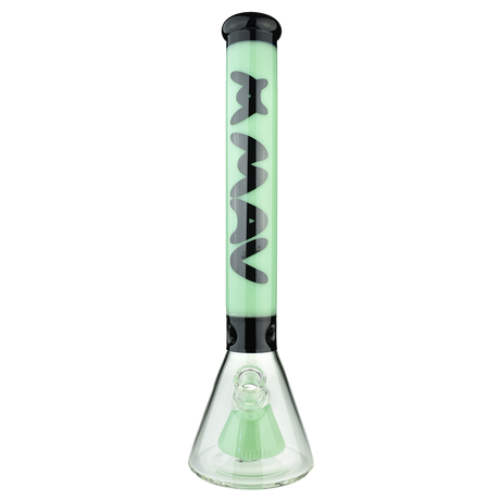 MAV Glass 18" Redondo Pyramid Beaker in Black and Seafoam, Front View, 50mm Diameter
