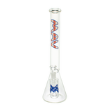 MAV Glass 18" Beaker Bong with Blue Accents and Ashcatcher - Front View on White Background