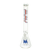 MAV Glass 18" Beaker Bong with Blue Accents and Ashcatcher - Front View on White Background