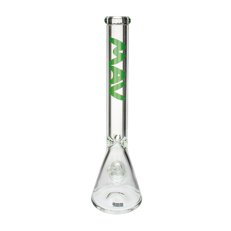 MAV Glass 18" Green Beaker Bong with Heavy Wall Thickness, Front View on White Background